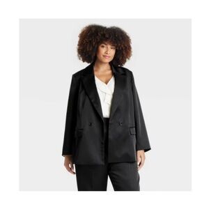 Women's Structured Satin Blazer - A New Day™ Black XXL